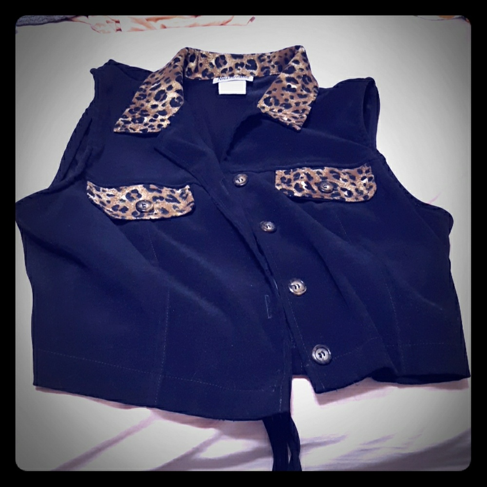 Punk cheetah button up vest